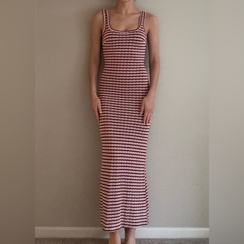 Princess Polly Pink and White Striped Maxi Tank Dress